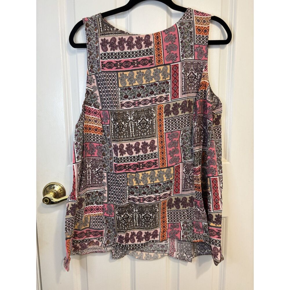 J.Jill Handkerchief Paisley Print Sleeveless Swing Top Size Large